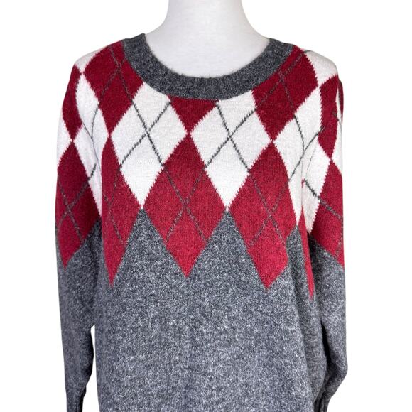 Torrid Red and Gray Argyle Sweater EUC - Picture 5 of 15